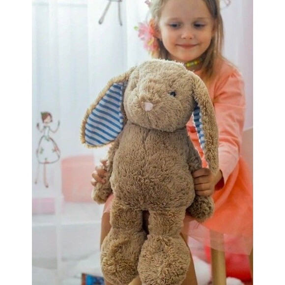 Weigedu Rabbit Bunny Stuffed Animal Plush Toys Kids Adults Soft Tan Blue 17" New - Picture 3 of 15